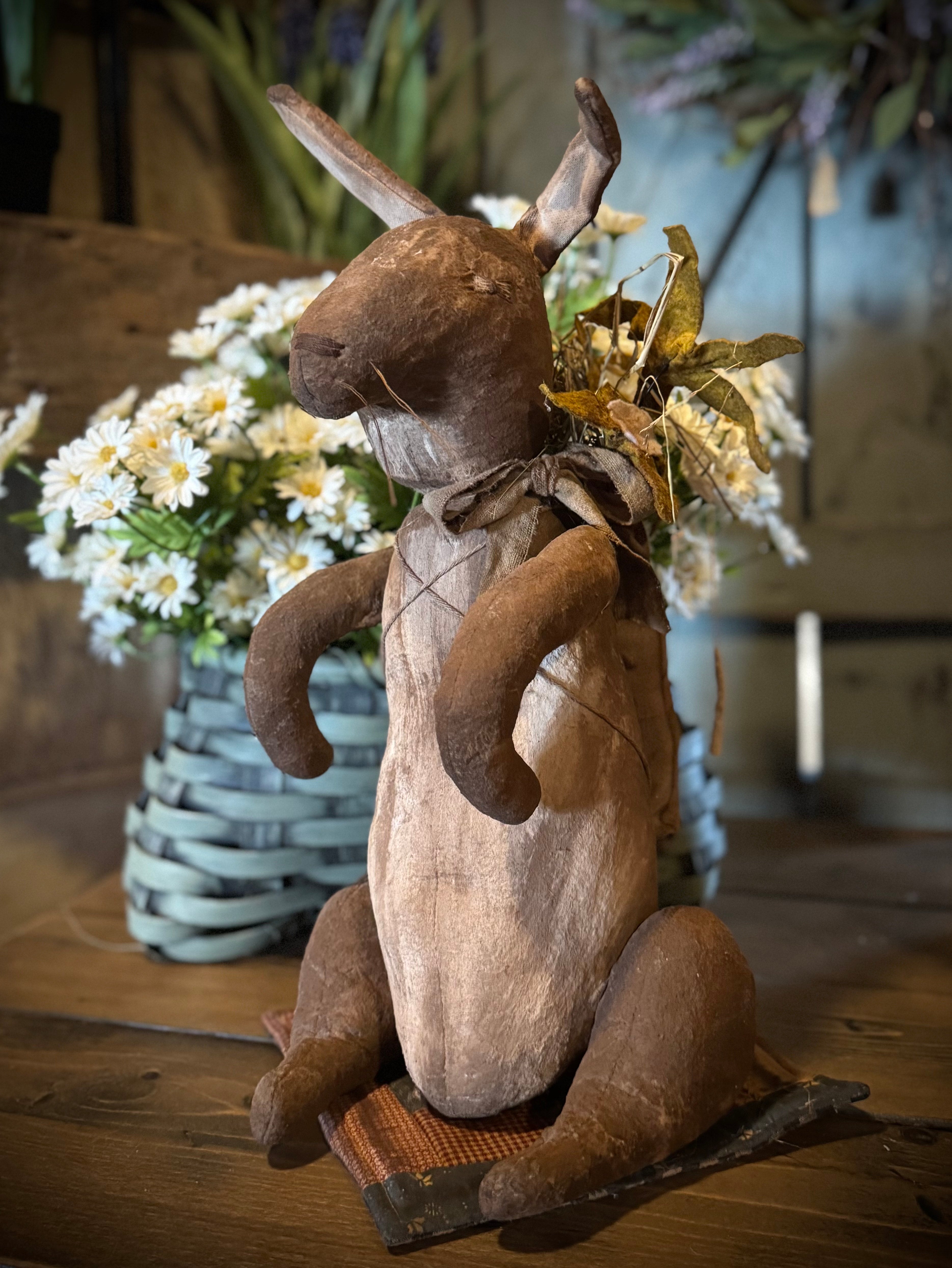 Primitive Bunny with Flower Pack – Springtime on the Move
