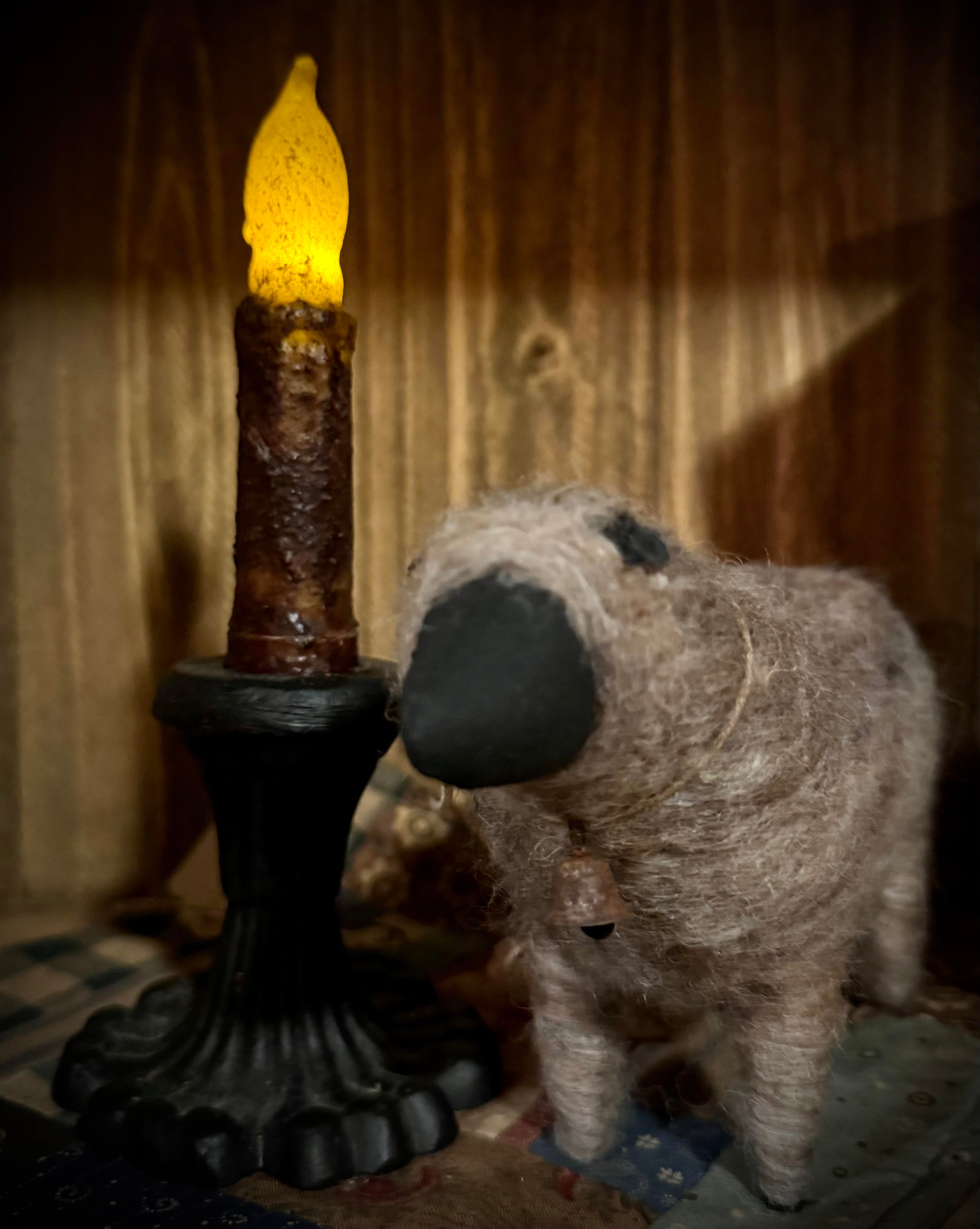 Wool Sheep Figurines – Bell-Adorned Farmhouse Accents